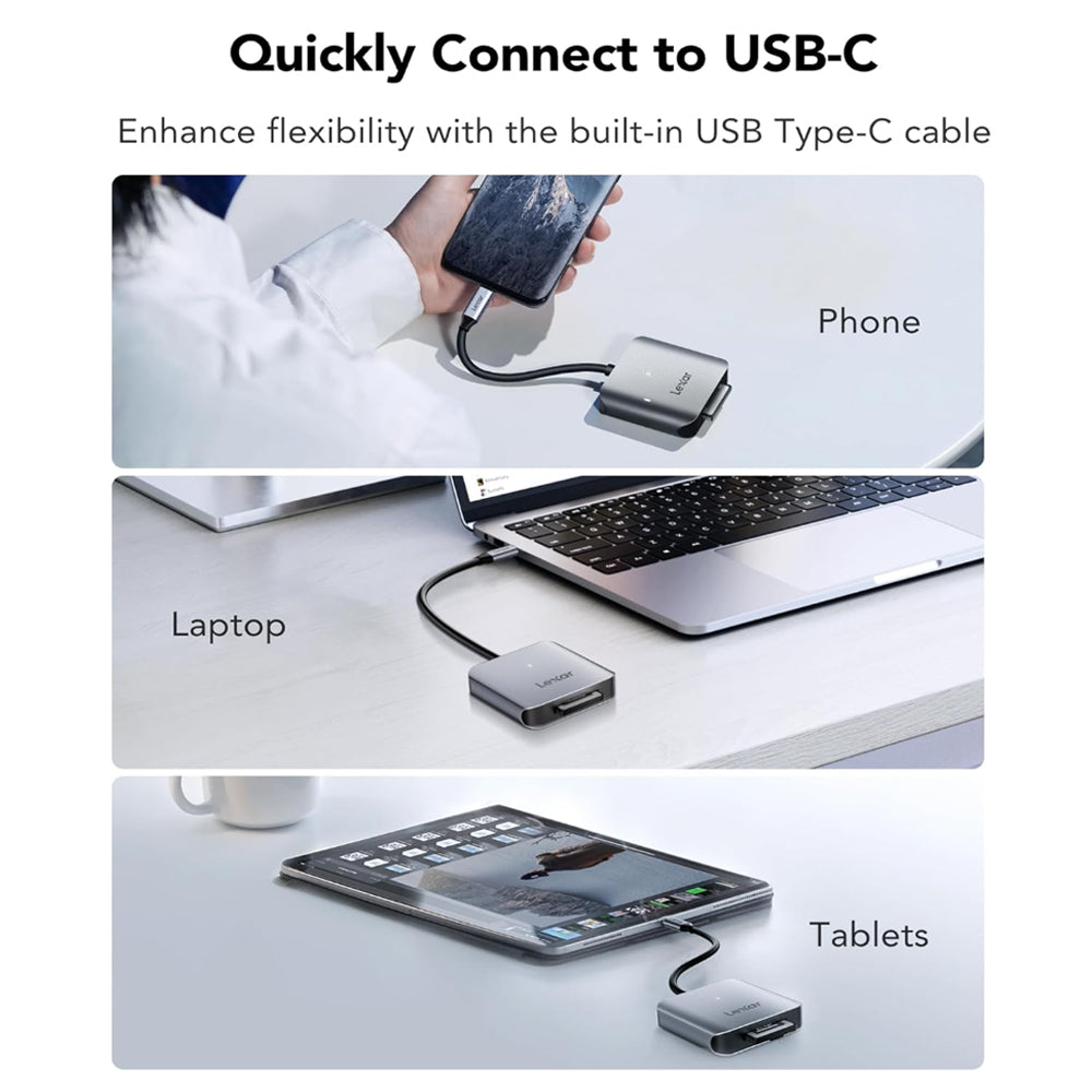 Lexar Professiol RW510 CFexpress Type B USB Type-C 3.2 Gen 2 CF Express Compact Flash Memory Card Reader with Max 10Gbps Transfer Speeds for Desktop Computer PC Mac