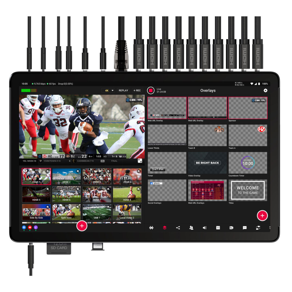 Yololiv YoloBox Extreme All in One 4K UHD Multi Camera Livestreaming & Switching System HDMI | NDI | USB-C & A Inputs, Built-in Audio Mixer, SD / no Sim Card Slot, Ethernet, WIFI 7, 4G Network Streaming, Up to 20 Max Live Switch Sources
