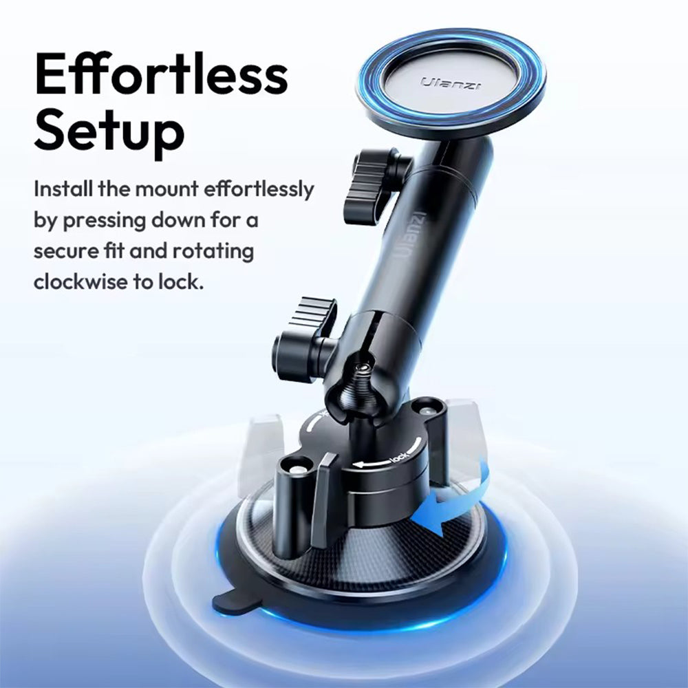 Ulanzi ZJ06 MagSafe Sp-On Holder with Suction Cup Mount for Smartphones with Dual 360° Ball Head, 4 Level Arm and 500g Max Load Capacity for Photo and Video | T117
