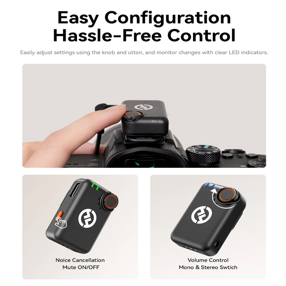 HOLLYLAND LARK M2S Concealed Wireless Microphone with Noise Cancellation, 24-bit High Fidelity Audio & 30 Hours Battery Life for Cameras, Smartphones, Laptops & Computers