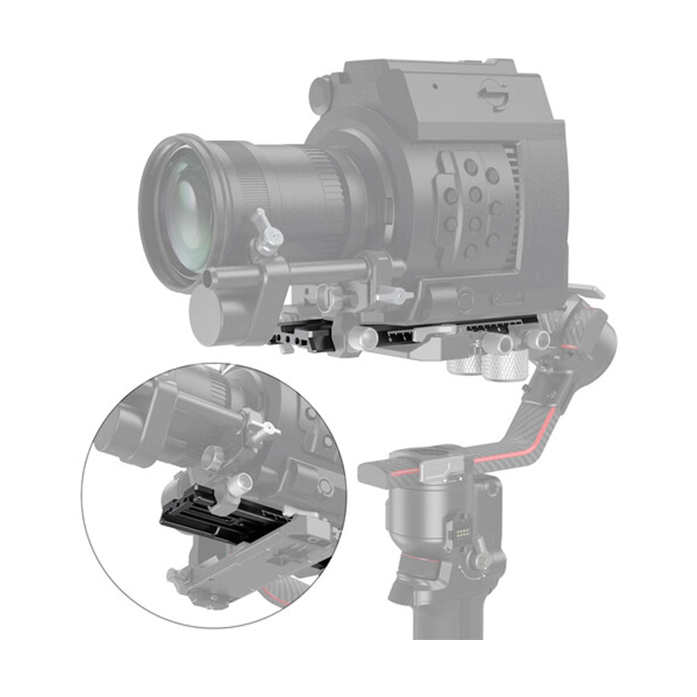 SmallRig Extended Quick Release Plate with Durable Aluminum Construction, 3/8"-16 & 1/4"-20 Camera Screws, Rubber Pads and Measurement Scale for DJI RS2 / Ronin-S Gimbals 3031B