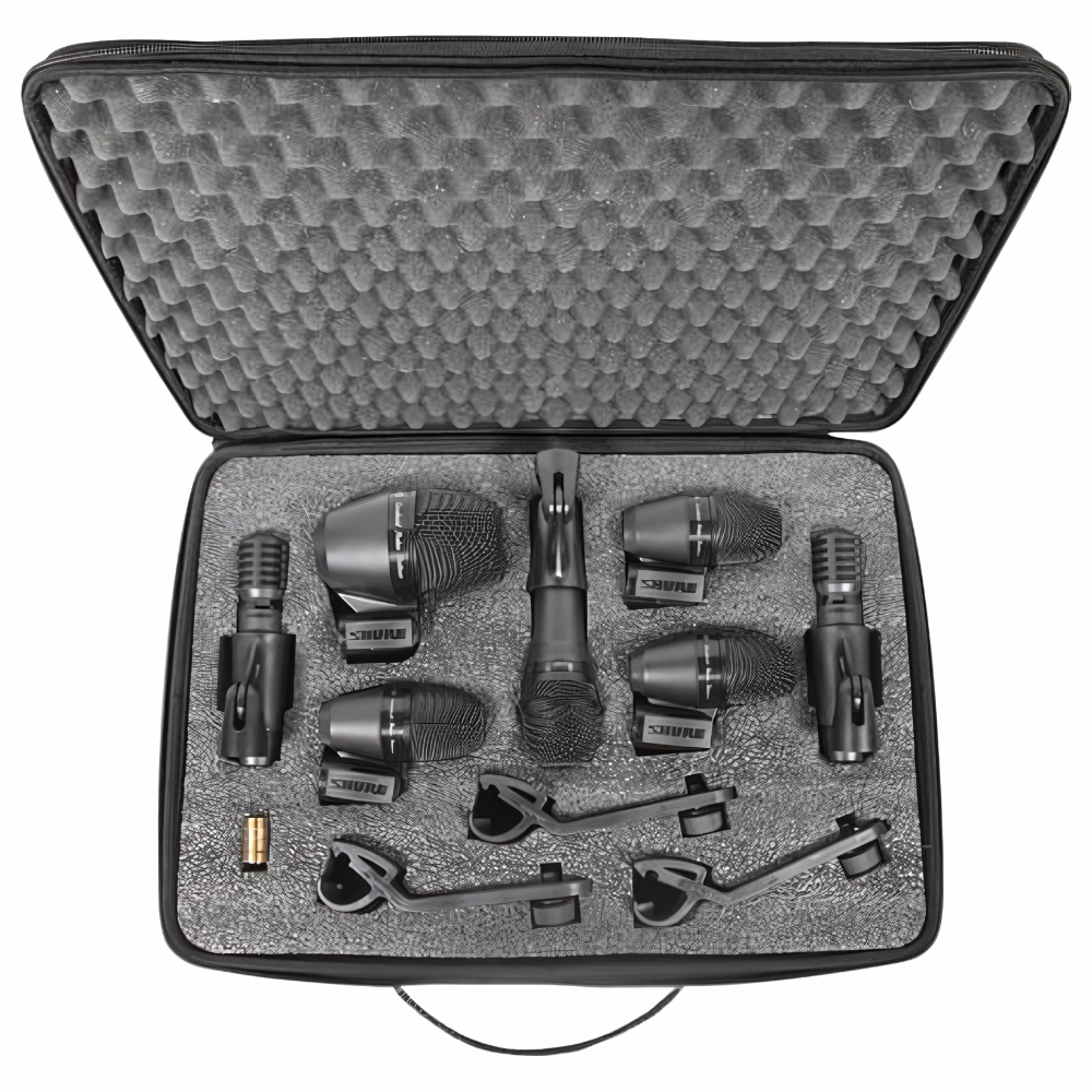 Shure 7-Piece PGA Drum Microphone Kit for Kick, Snare, Tom & Cymbals Professional Live & Studio Recording Mic Set Music Instruments with XLR Cables & Carrying Case | PGADRUMKIT7