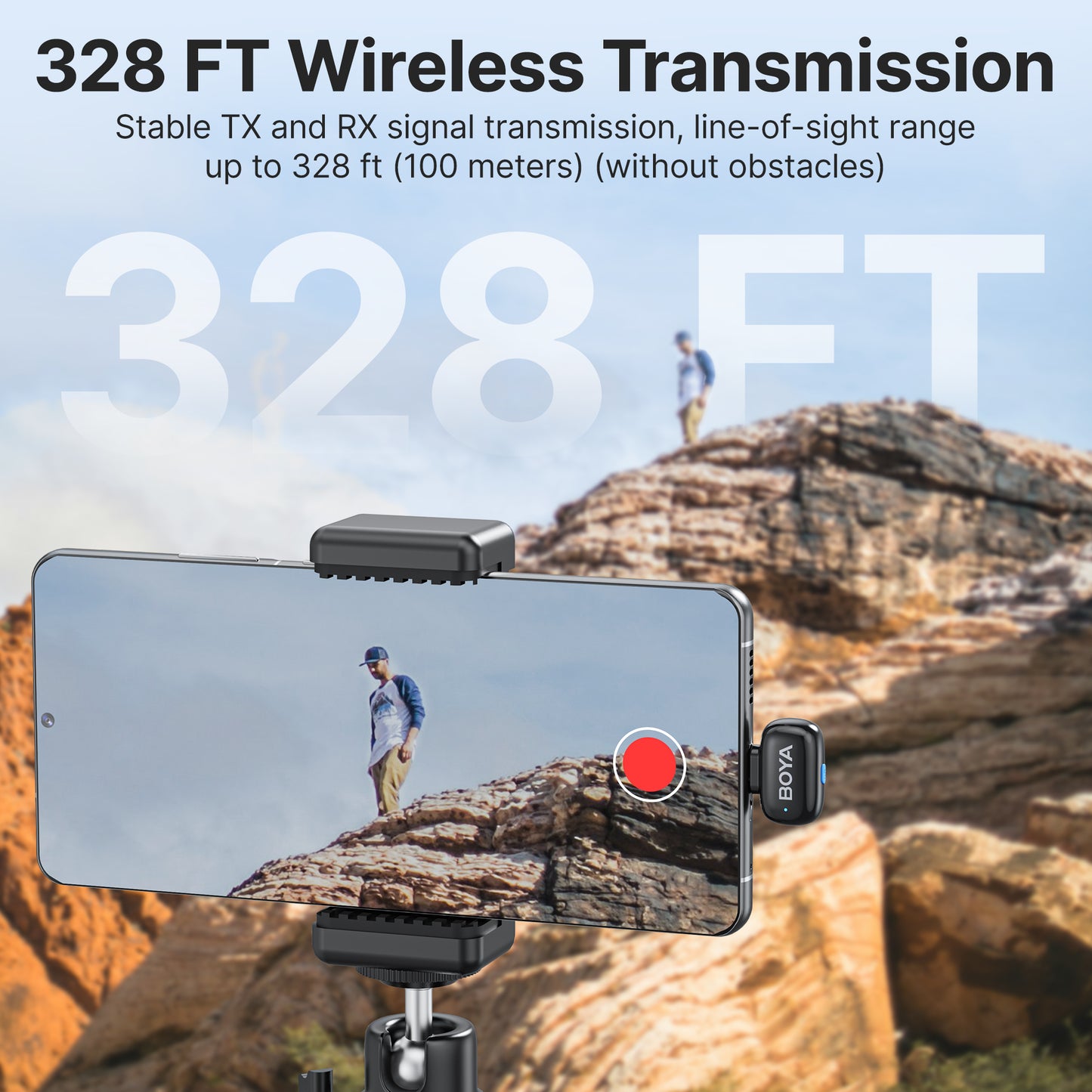 Boya Mini 2-Person Dual TX + RX 2.4GHz Wireless Microphone System Transmitter + Receiver USB Type-C / Lightning Ports / 3.5mm TRS, 100m Max Range, 3 Level AI Noise Reduction, 30Hrs Battery Life for Vlog Vlogging, Content Creation