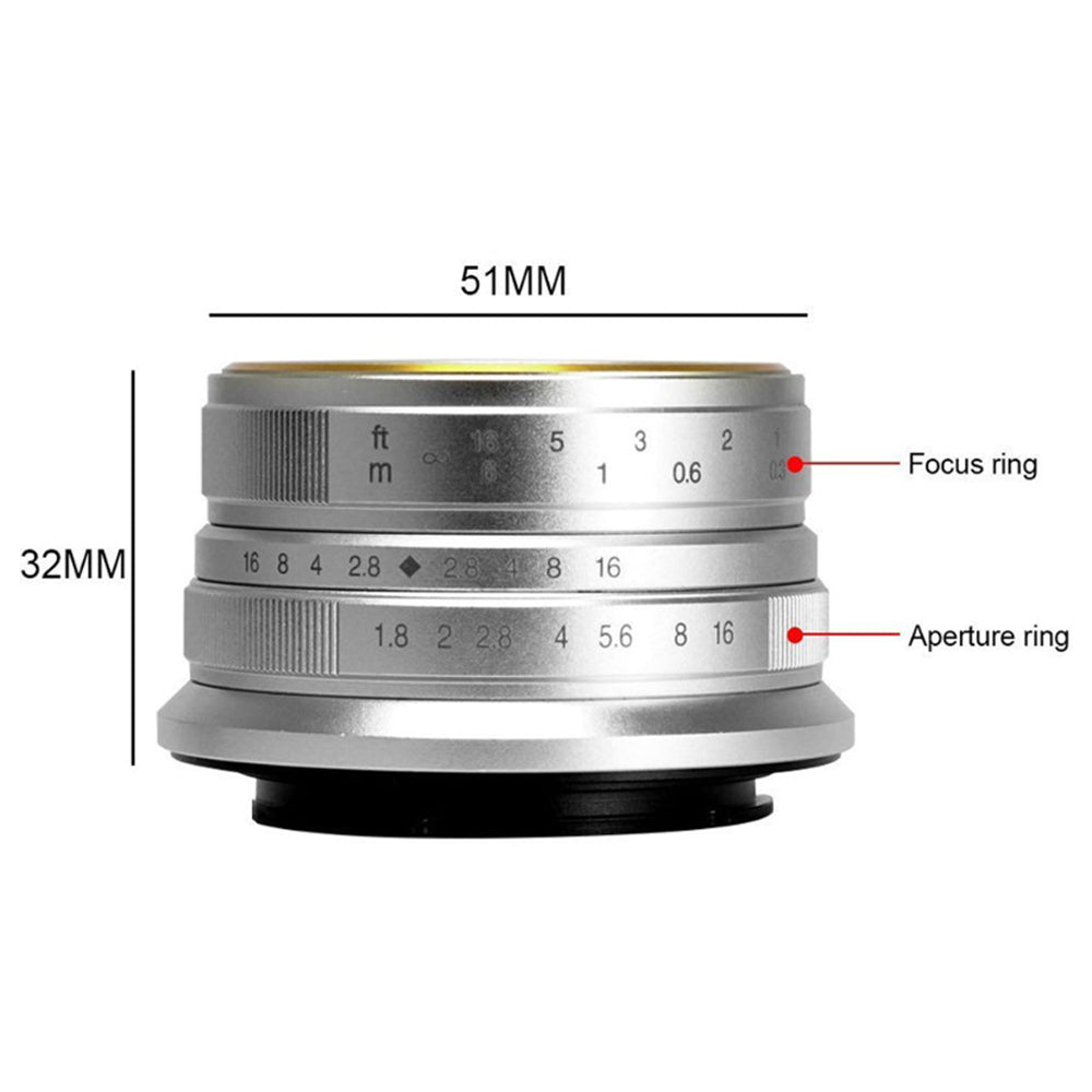 7Artisans 25mm F/1.8 APS-C Format M43 Micro Four Thirds Mount Compact Portrait Prime Lens MF Manual Focus for Mirrorless Cameras | Black Silver