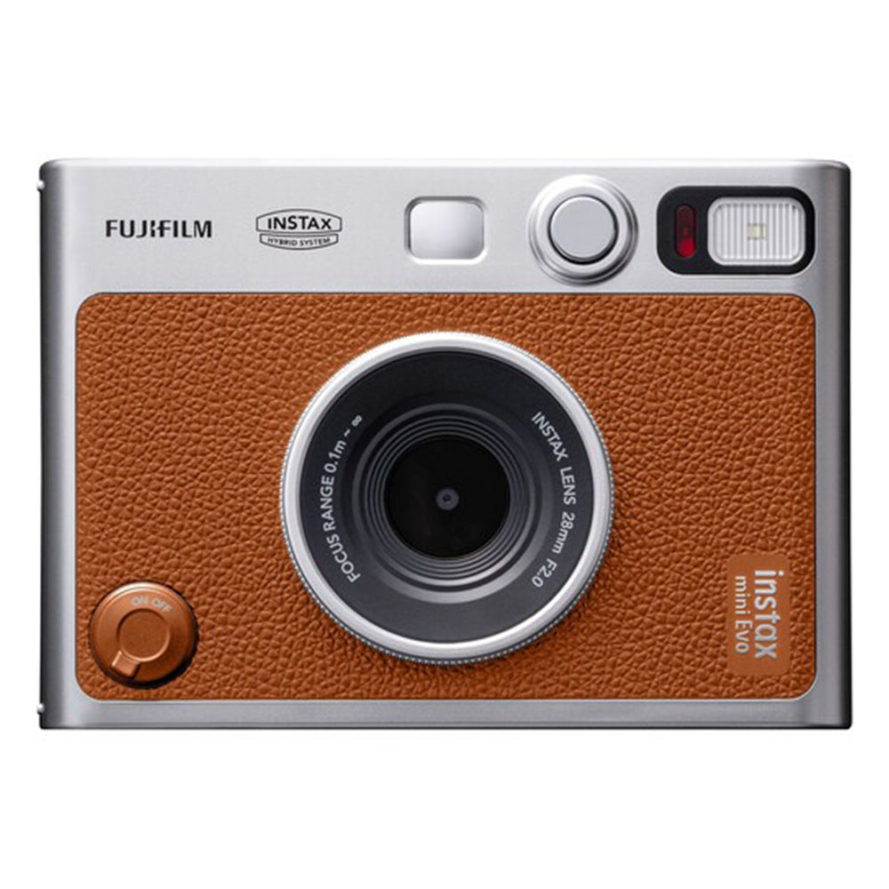 FUJIFILM Instax Mini Evo Hybrid Instant Film Camera with Built-In Mini Instant Film Direct Printer, Save Printed Images, 10 Lens Effects & 10 Film Effects, Bluetooth 4.2 - Black, Brown