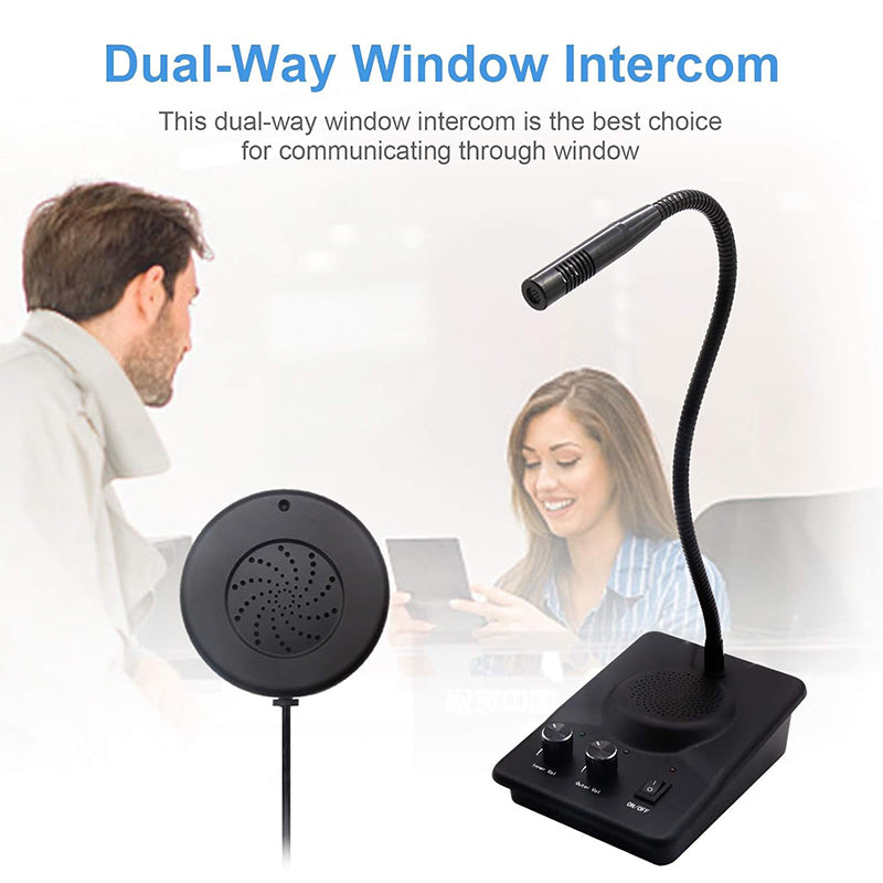 DAYTECH WI09 Two-Way Window Intercom System Glass Barrier PA Speaker and Microphone with Adjustable Volume for Bank, Office, Hospital, Clinic, Pharmacy, Restaurant, Cafe, Coffee Shop, Ticketing, Information Desk Counter