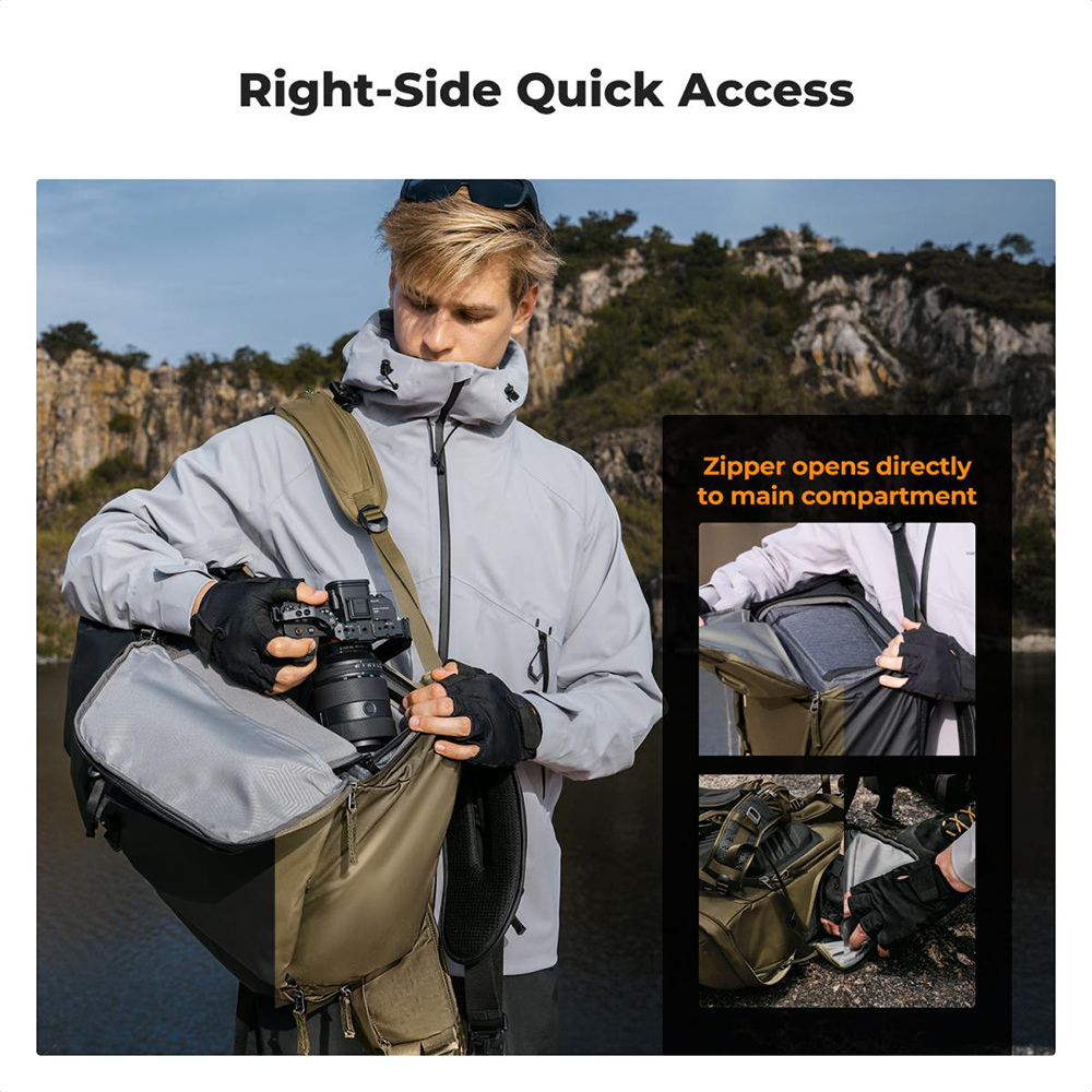 K&F Concept 30L Professional Camera Backpack with 15" Laptop Compartment, Removable Inner Pouch, Multiple Pockets, Adjustable Straps, Water-Resistant, Ergonomic Design for DSLR, Mirrorless Cameras, Drones, Lenses & Accessories