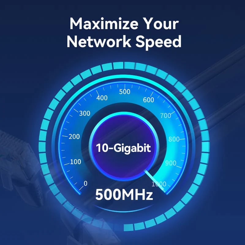 Vention 0.5 Meter Cat6A 360° Right Angle UTP Ethernet Patch LAN Cable RJ45 Male to Male with Gold Plated Contacts, Max 10Gbps Rated Transfer Speed and 500MHz Bandwidth for Internet Network | IBSBD