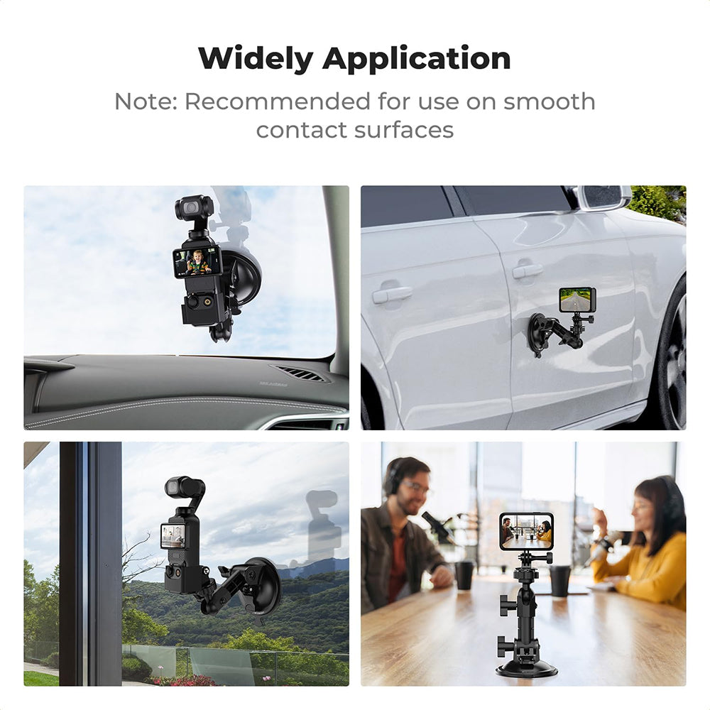 K&F Concept Suction Cup Mount for DJI Osmo Pocket 3, Osmo Action 5, GoPro Hero 12 11, Insta360 X5 X4