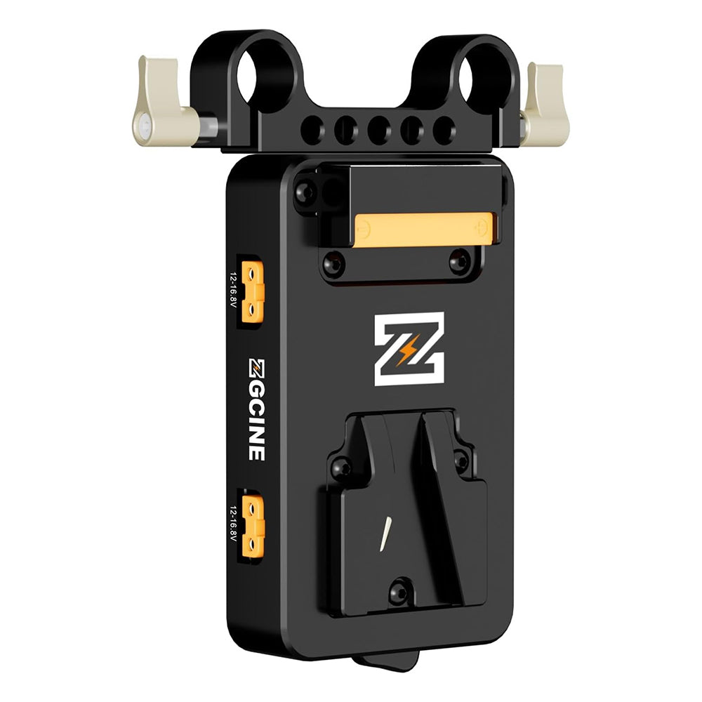 ZGCINE VM-VP3 V-Mount Battery Plate with 3 D-Tap, USB-C PD Output, 15mm LWS Rod Clamp, 1/4"-20 Mount Threads, Multi-Accessory Power Hub for Mobile Phones, Cameras, LED Lights, Monitors, Electric Slide Rails & Video Equipment
