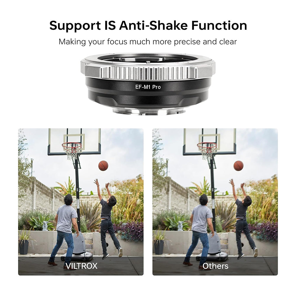 Viltrox EF-M1 Pro Lens Mount Adapter for Canon EOS EF / EF-S Series Lenses to Panasonic Olympus M43 MFT Digital Cameras with Rotary Lock, USB Type-C Port, EXIF Sigl Transmission and IS Anti Shake Function