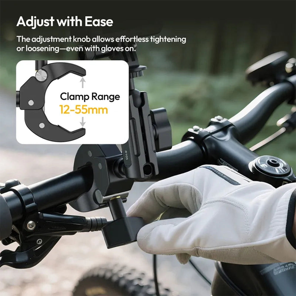 Ulanzi R105 Bicycle Rail Mount Y-Shaped Super Clamp with 360 Degree Dual Ball Head, 1/4" Screw & Action Camera Adapter for GoPro, Insta360, DSLR, Bike Handlebar | C057