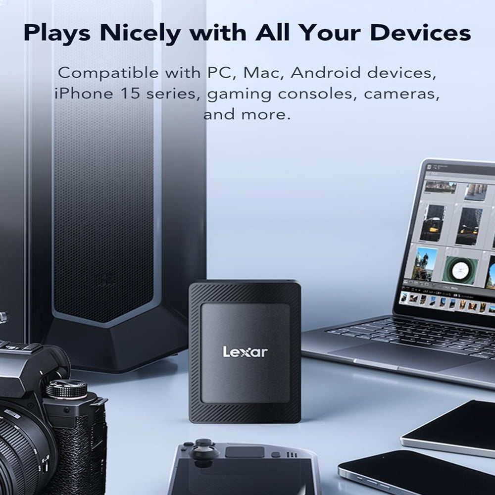 Lexar Professional 2TB 1TB SL500M 2.5" Portable SSD Solid State Drive and Magnetic Set for iPhone 15 / 15 Pro MAX with USB Type-C 3.2 Gen2 x2 Port, Max 2000MB/s Read, 1800MB/s Write Speeds, Direct 4K 60fps Recording