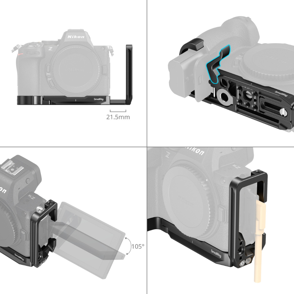 SmallRig L-Shaped Mount Plate for Nikon Z5 II, Z5, Z6, Z6 II, Z7, Z7 II – Arca Quick Release, Modular Design, Vertical & Horizontal Shooting Bracket | 5256