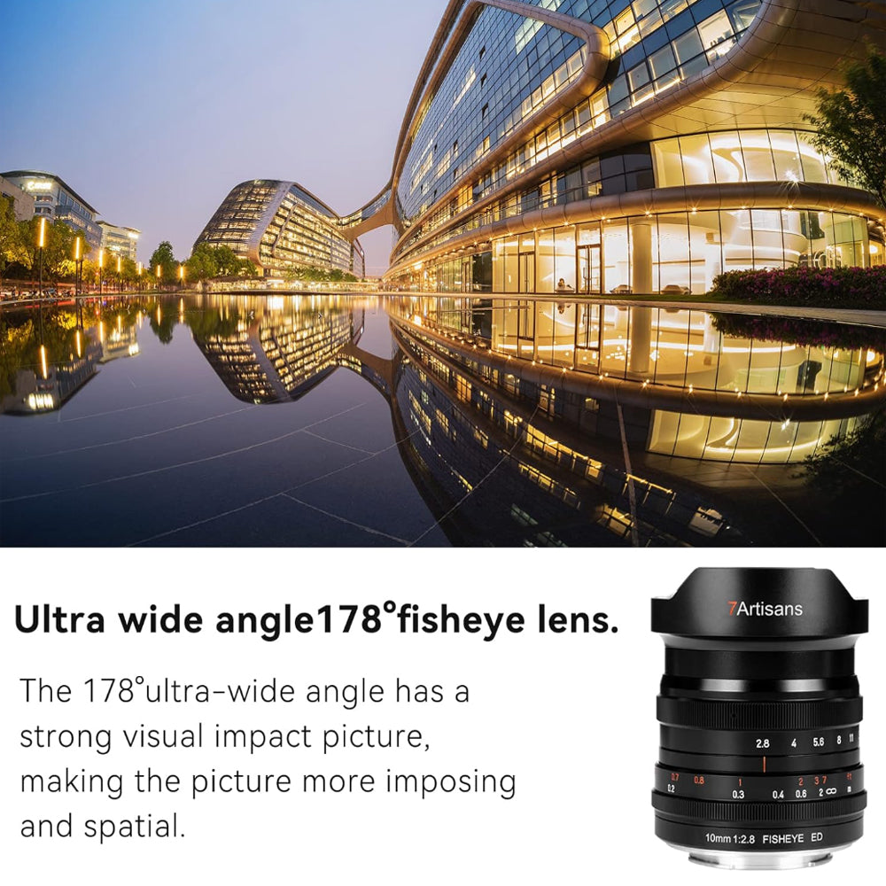 7Artisans 10mm F/2.8 Full Frame Format Nikon Z Mount Ultra Wide Angle Fisheye Prime Lens MF Manual Focus Large Aperture for Mirrorless Cameras