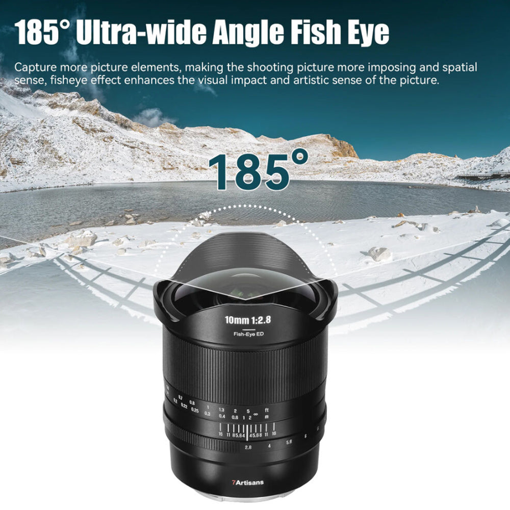 7Artisans 10mm F/2.8 Mark II Full Frame Format Sony E Mount Ultra Wide Angle Fisheye Prime Lens MF Manual Focus Large Aperture for A1 A5000 A6000 Series A7 A9 ZV QX1 Mirrorless Cameras