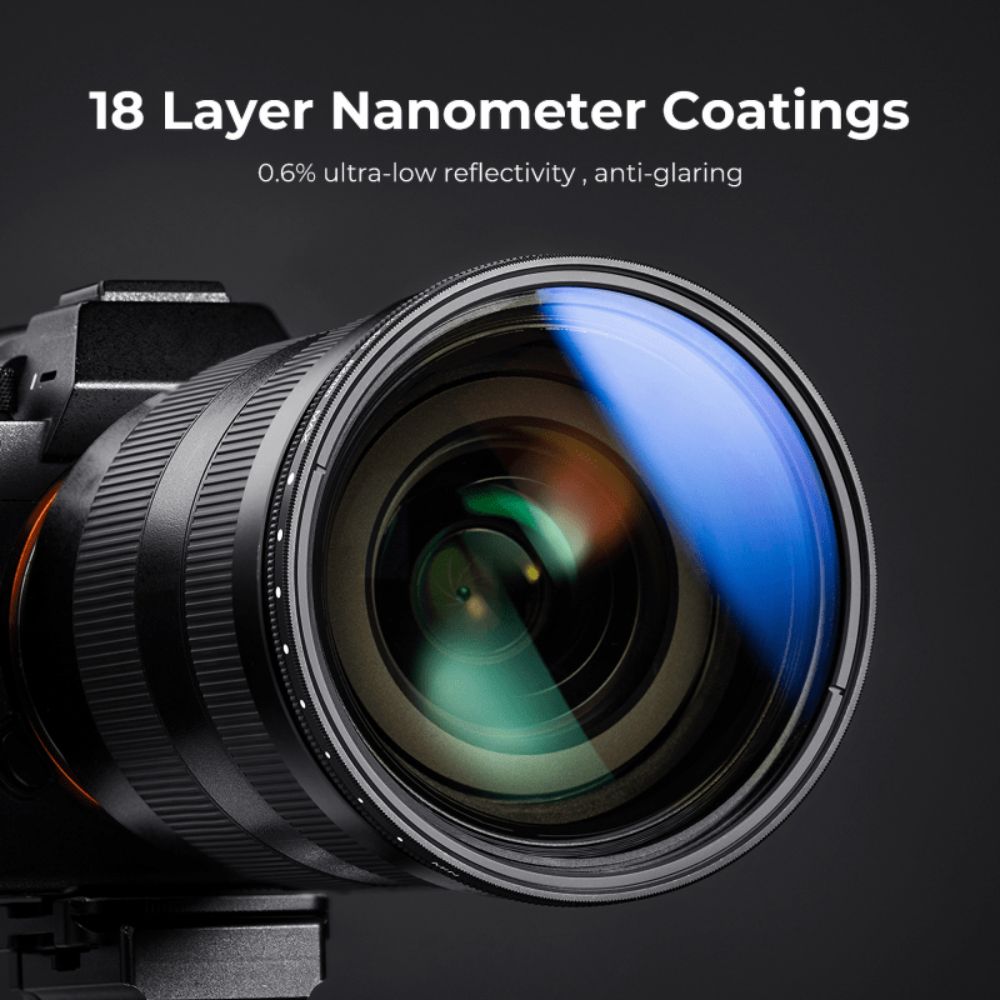 K&F Concept HMC ND2-400 Variable Fader (1-9 Stops) Multi-Coated Optical Glass Slim Frame Neutral Density Variable ND Filter with Blue Coating for Camera Lenses | VND Fader | DSLR & Mirrorless Camera | NANO-C Series Lens Filter