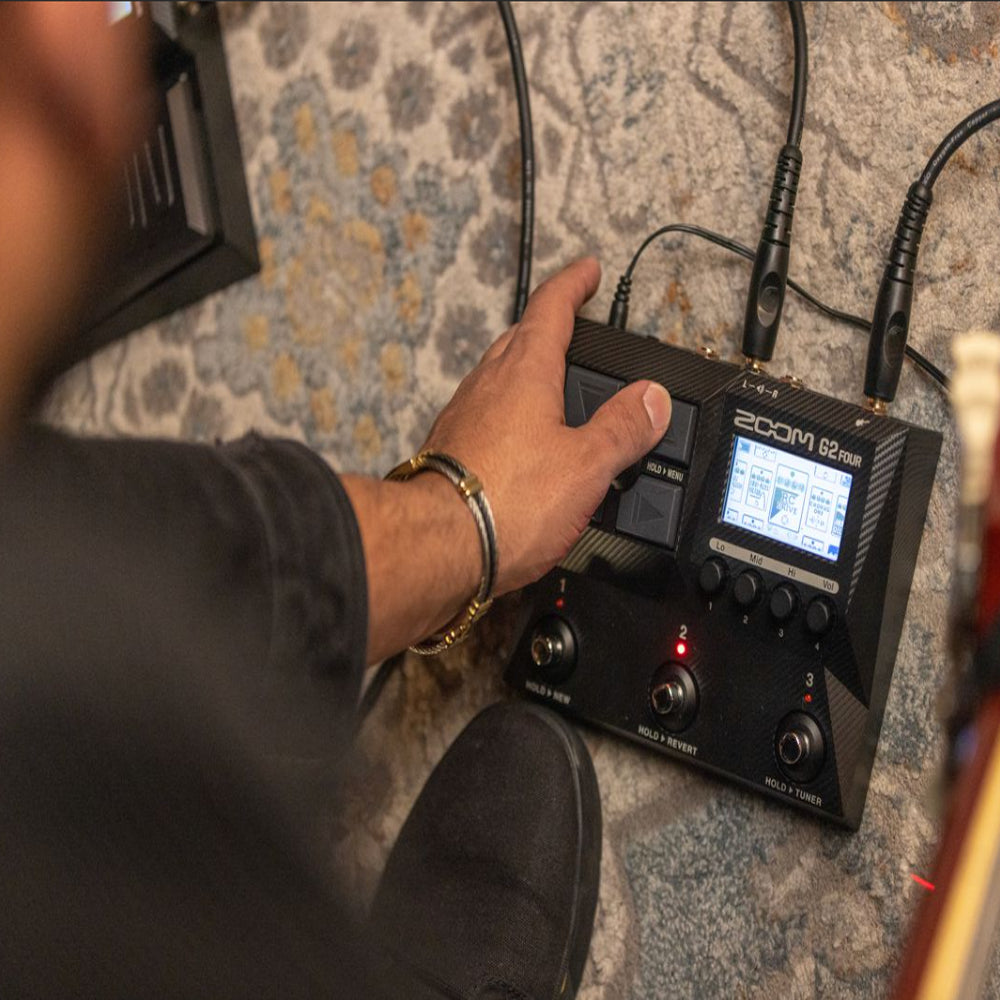 Zoom G2 Four Guitar Instrument Multi-Effects Pedal with 79 Built In Effects, Up to 6 + 1 Pedal Simultaneous Effects Activation, 3.5mm AUX-In Audio Jack, Integrated Looper and Rhythm Machine for Live Musical Performance and Recordings