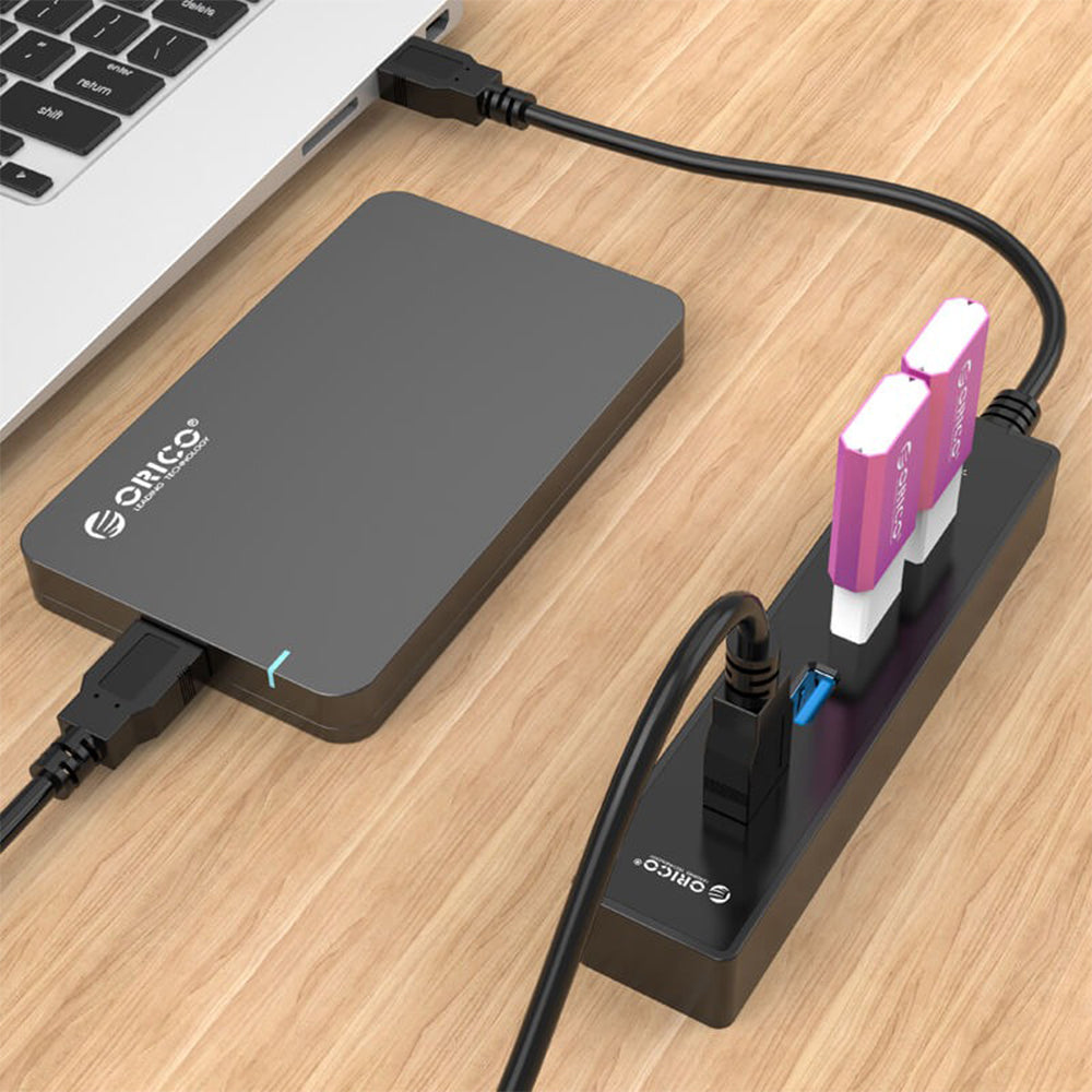 ORICO 4-Port USB 3.0 Hub with 5Gbps Transmission Rate and Windows, MacOS, and Linux Support for Computers and Laptops