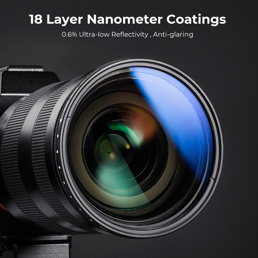K&F Concept Nano-C Series 82mm Variable ND2-2000 11-Stop Neutral Density Lens Filter with Multi-Coated Optical Glass and Aluminum Metal Frame for Mirrorless and DSLR Camera Photography