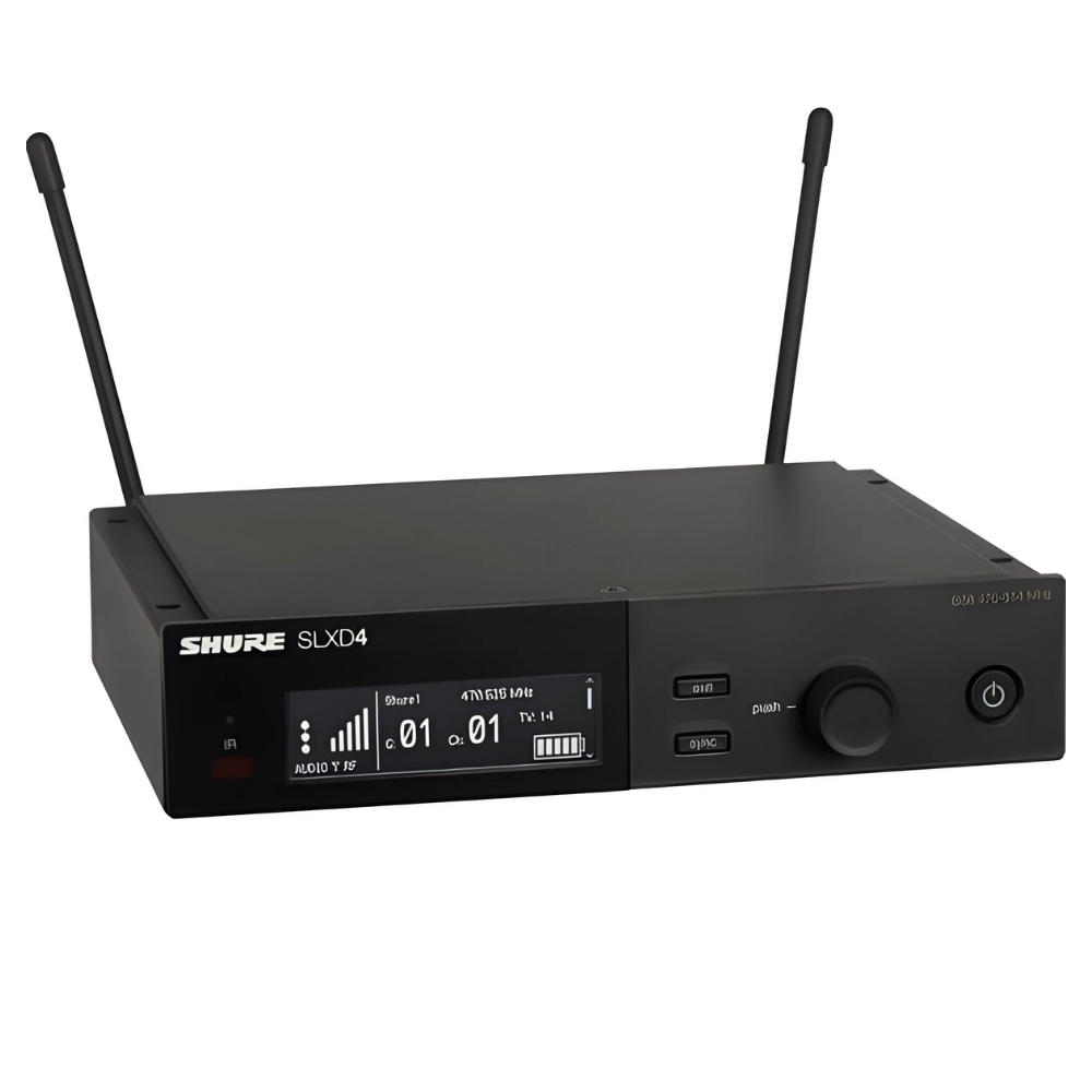 Shure SLXD24 B58 / SM58 Digital Wireless Handheld Microphone (1RX + 1TX) with Beta 58A Supercardioid / SM58A Cardioid Mic, 24-Bit Audio, 44MHz Band & AA Battery Powered for Live Stage Performers & Karaoke Music | SLXD24A/B58 | SLXD24A/SM58