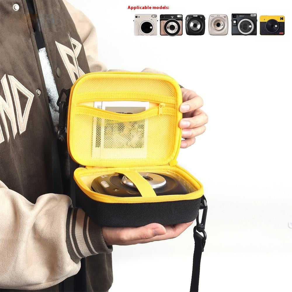 Pikxi Multipurpose Hard EVA Carry Case Storage Bag Organizer for FUJIFILM Instax Square SQ1/6/10/20/40 & Kodak C300R Instant Cameras with Inner Accessory Pocket with Zipper, Shoulder and Wrist Strap – Yellow Black