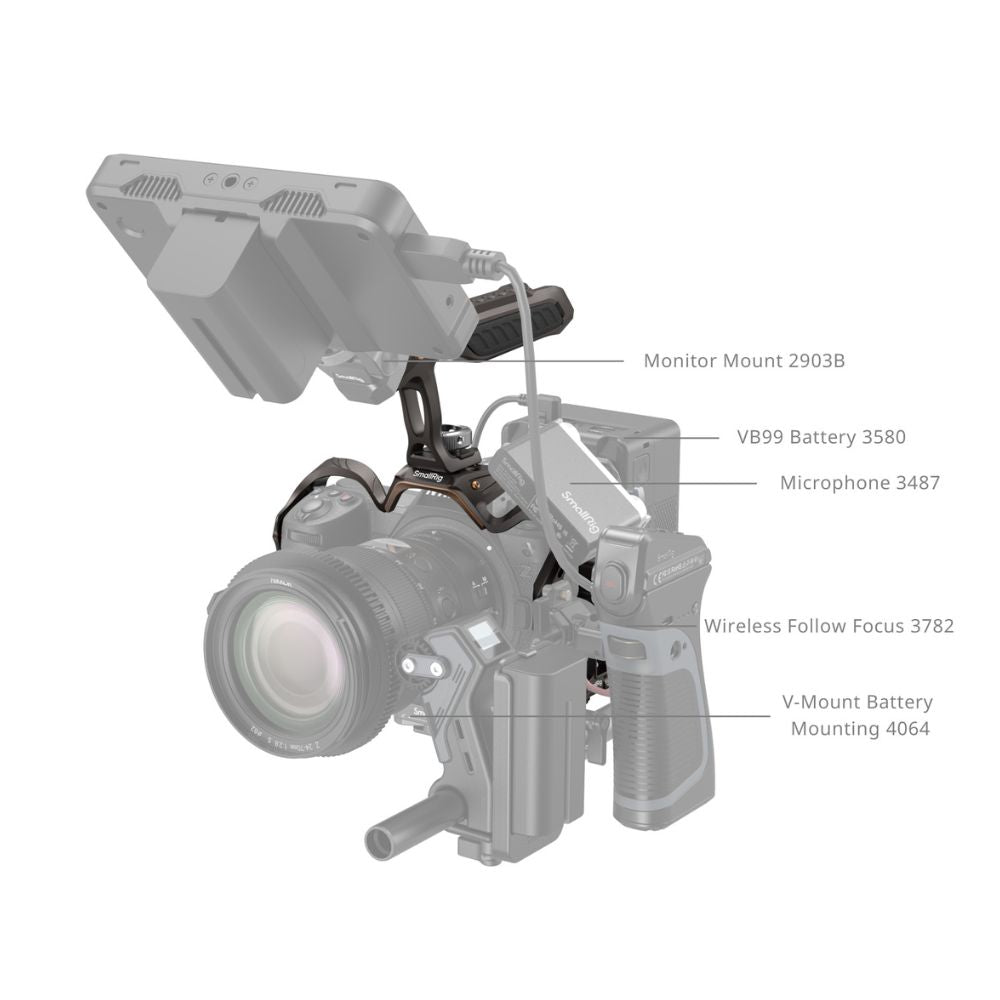SmallRig Night Eagle Full Camera Cage Kit for Nikon Z6 III with Top Handle, Arca-Type Quick Release Base Plate, TO Rail, Cold Shoe Mount, 1/4"-20, 3/8"-16, M3 & M2.5 Threaded Holes for Attachments and Accessories | 4521 4522
