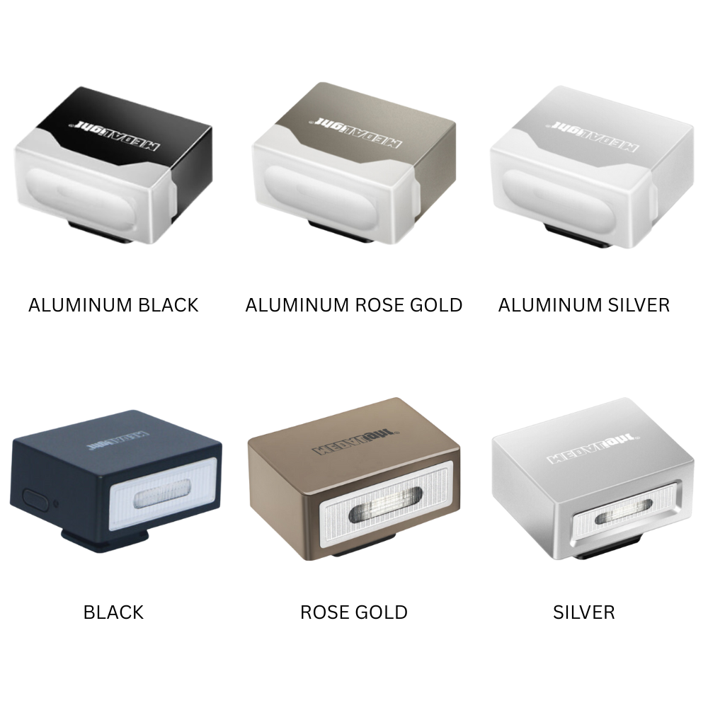 MEDALIGHT F1 Mini Camera Flash with Flash Diffuser, Portable Hot Shoe Flash for Sony, Canon, Nikon, Fuji, Panasonic, Leica, Olympus, Pentax & Other Digital Film Cameras, 1/500s Sync, Built-in Li-Battery, 4 Power Levels and Type-C Charging