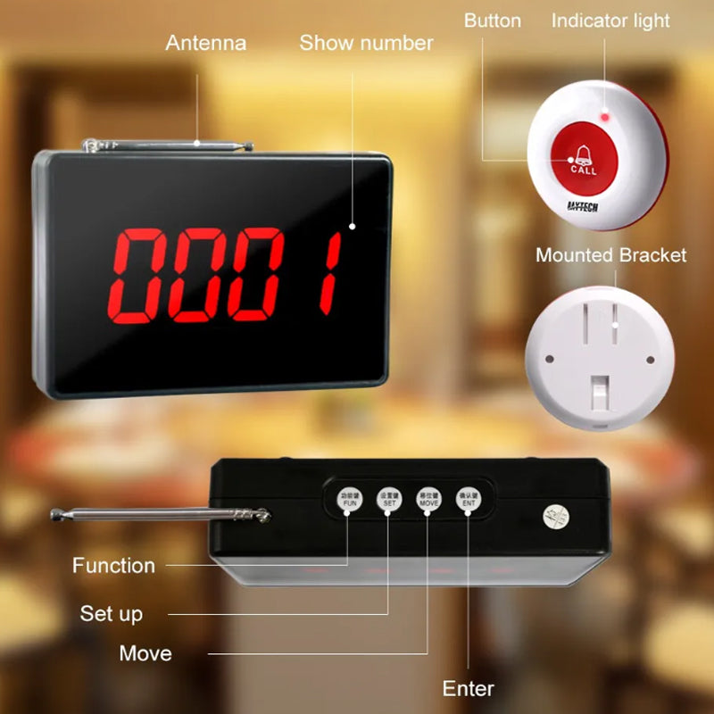 DAYTECH 10-Piece Set Call Button Restaurant Staff Pager Calling System 300m Long Range Assitance Alarm Beeper for Fast Food, Cafe, Hospital, Clinic, Coffee Shop | E-P4