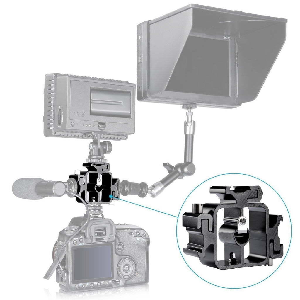 Pxel AA-LS1 Triple Head Hot Cold Shoe Splitter Mount Adapter for Camera Flash Speedlite with Umbrella Holder Photo Studio Accessories