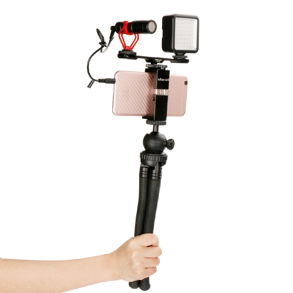 Ulanzi PT-2 Double Hot Shoe Mount Extension Bar Dual Bracket With 1/4" Thread