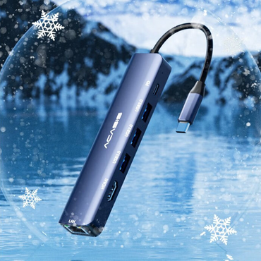 ACASIS DS-7HN6 6-in-1 USB 3.0 to Type C Hub Docking Station with, 1000Mbps Gigabit Ethernet Network LAN & 4K HD 60Hz HDMI Port, 100W PD Fast Charging, and 5Gbps High Speed Data