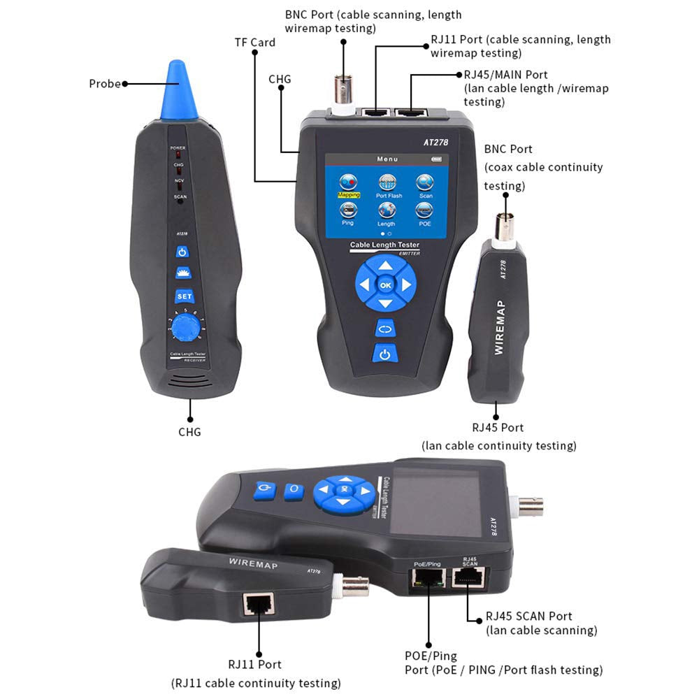 NOYAFA NF-8601S TDR LCD Tester Network Cable Tester Tracker RJ45 RJ11 Lan Cable length Telephone Tracker POE PING Voltage Detector