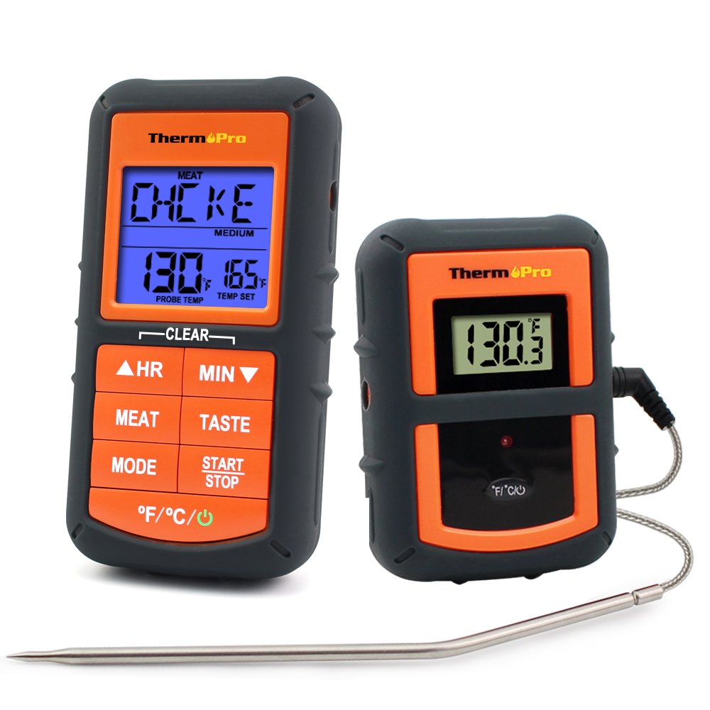 ThermoPro Wireless Remote Digital Cooking Turkey Steak Food Meat Thermometer for Grilling Oven Kitchen Smoker BBQ Grill Thermometer with Probe, 300 Feet Range | TP07 | TP06B