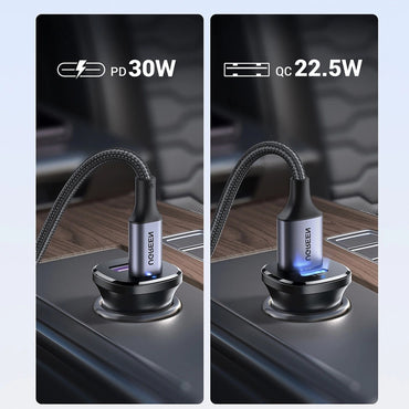 UGREEN PD 30W + QC 22.5W USB Car Charger Fast Charging Power Socket Adapter with USB-A & Type C Port for Smartphones, Tablets, Cameras, Dashcams, Air Purifiers & Car Interior Electronic Devices