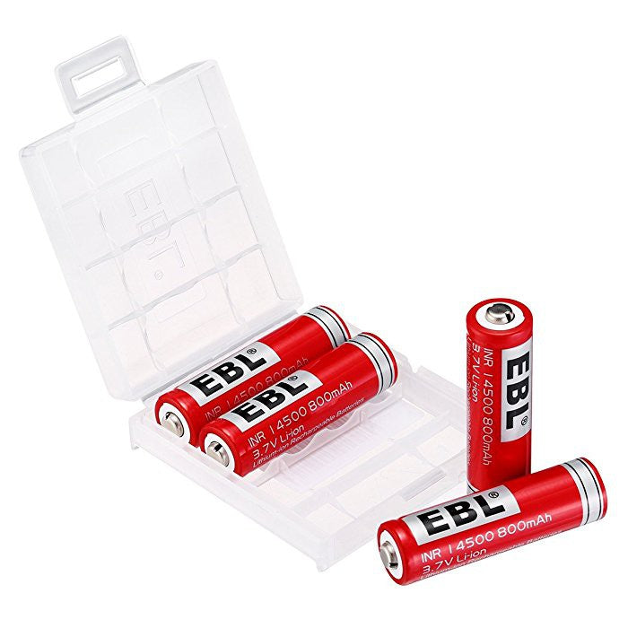 EBL LN-1450 3.7V 14500 800mAh Li-ion Lithium Ion Battery with Up to 1200 Recharges, and Improved Low Self-Discharge for Portable and EUPDATEncy Electronics (Pack of 4)