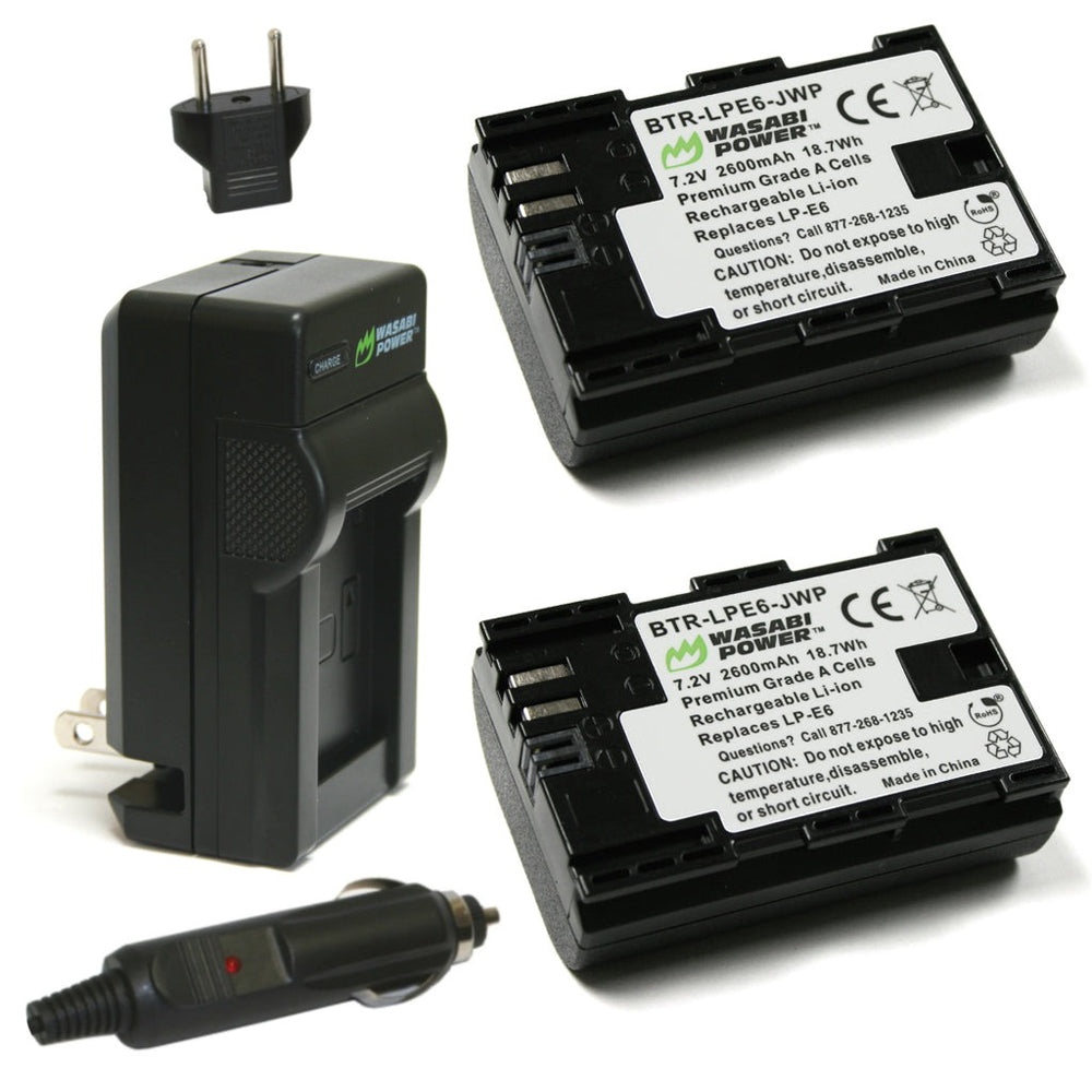 Wasabi Power Battery LP E6 (2-Pack) and Dual Charger for Canon LP-E6 | JG Superstore