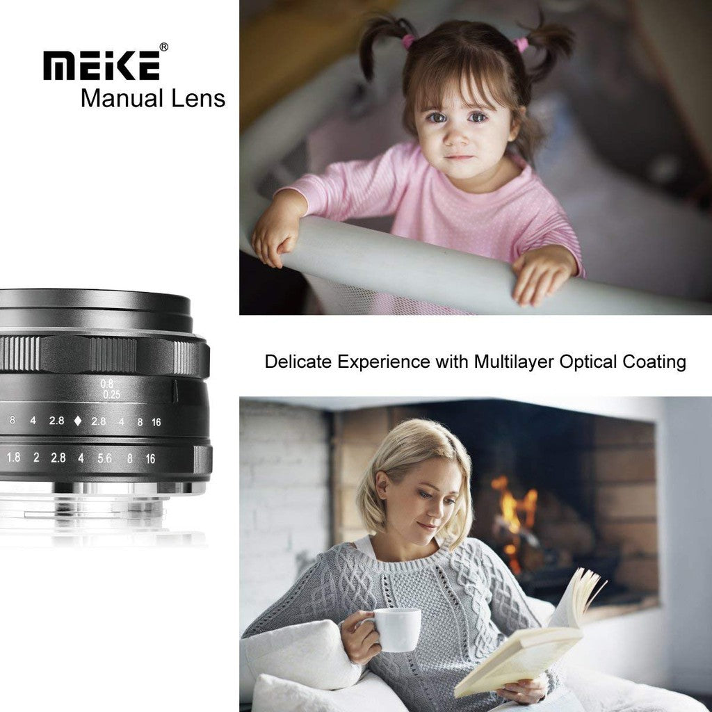Meike 25mm f/1.8 Large Aperture Wide Angle Lens Manual Focus Lens (E-Mount) for Sony Mirrorless Cameras