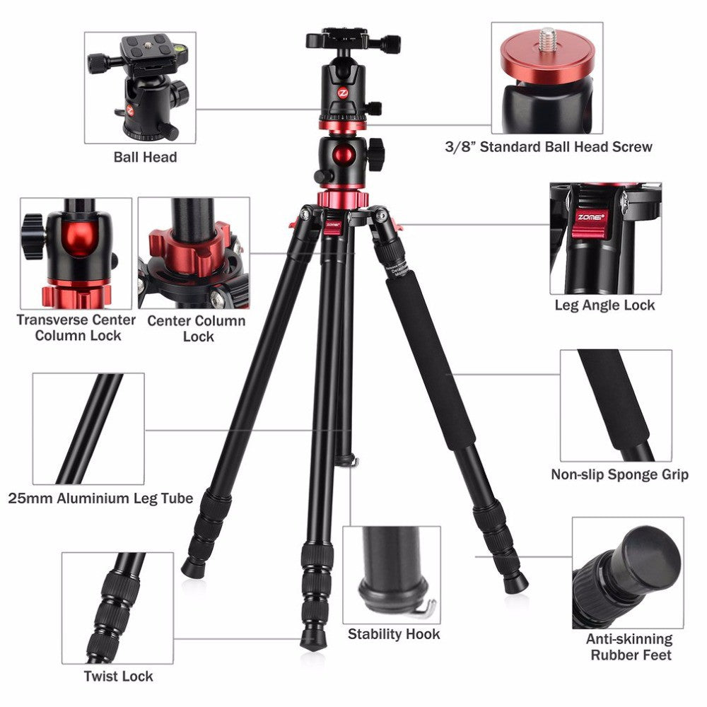 ZOMEI M8 GO Camera Tripod Travel Compact Aluminum Monopod with Ball Head for Flat-lay Photography Shoot