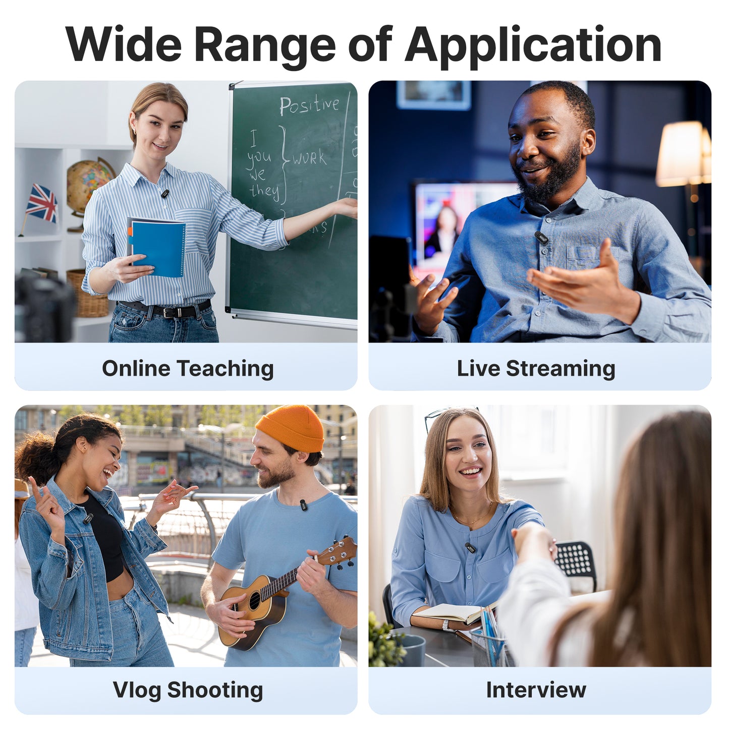 Boya Mini 2-Person Dual TX + RX 2.4GHz Wireless Microphone System Transmitter + Receiver USB Type-C / Lightning Ports / 3.5mm TRS, 100m Max Range, 3 Level AI Noise Reduction, 30Hrs Battery Life for Vlog Vlogging, Content Creation