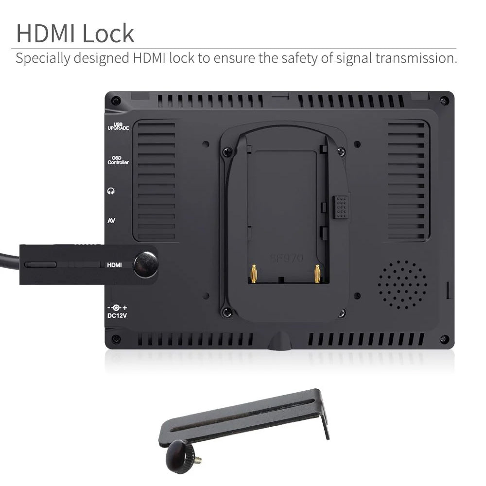 FEELWORLD FW759 7" IPS On Camera Field LCD Video Monitor with 4K HDMI AV Input / Output, 400Nits Brightness, Video Assist Functions, F970 Battery Plate Mount Input Power