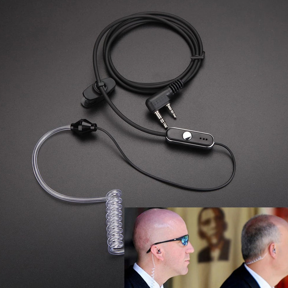 BaoFeng 2 Pin PTT Push-To-Talk Microphone Earpiece Ear Mounted Headset with 3.5mm Ear Stereo Top Pin, 2.5mm Mic Stereo Bottom Pin Ear Radio Compatible with Two-Way Radio