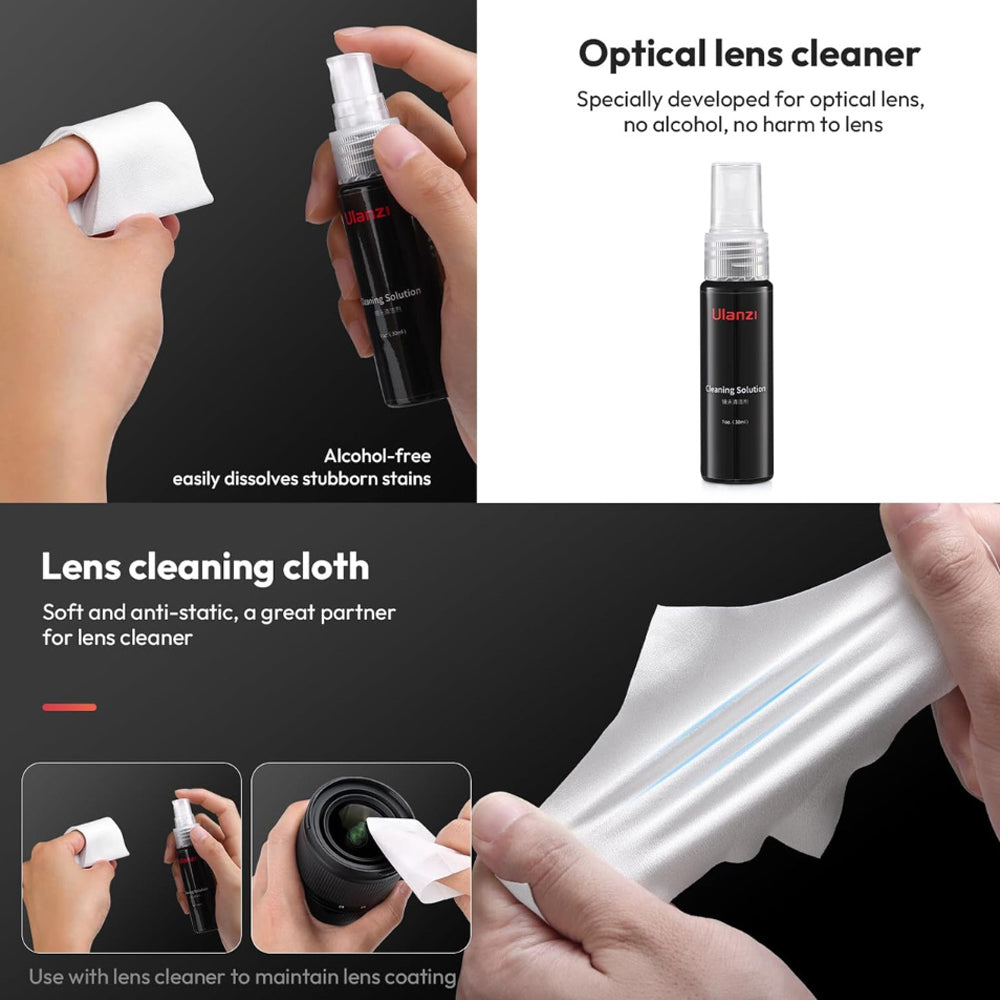 Ulanzi C058 CO72 10-in-1 APS-C Camera Cleaning Kit Soft Silicone Air Blower With Flexible Nozzle Dual-tip Design Cleans
