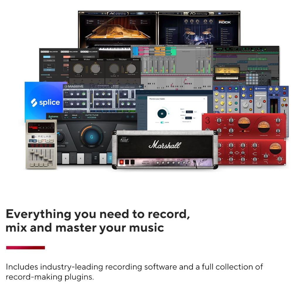 Focusrite Scarlett 2i2 4th Generation 2 In / 2 Out USB Type-C Audio Interface with XLR Mic Preamps, Headphone, 1/4" Line & Hi-Z Inputs with Auto Gain, Clip Safe, Air Mode Function, Virtual Loopback and Software Expansion Bundle