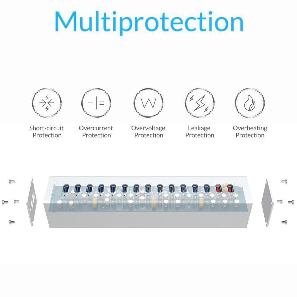 ORICO 13-Port USB 3.0 Hub with Dual Charging Ports - USB Docking Station for MacBook, iMac, PC, Desktop Computers & Laptops (Windows, macOS & Linux) | A3H13P2