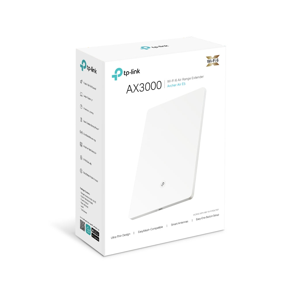 TP-Link Archer Air E5 AX3000 Wi-Fi 6 Dual Band Wireless Wall-Mounted Gigabit Range Extender | Ultra-Thin & Minimalist, Smart Roaming, OFDMA, WPA3 WIFI Security, TP Link HomeShield & EasyMesh | Network & Telecommunications Devices | TPLINK
