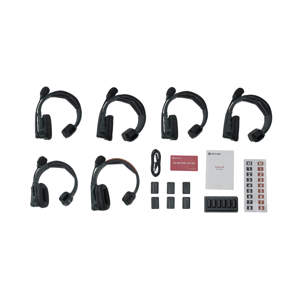 HOLLYLAND SOLIDCOM SE 1.9GHz 8-Person Wireless Intercom System Full-Duplex with 1 Master / 7 Slave Headsets, PTT Push-to-Talk, 350M Transmission Range, ENC Noise Cancellation for Professiol Filmmaking - 4S | 6S | 8S