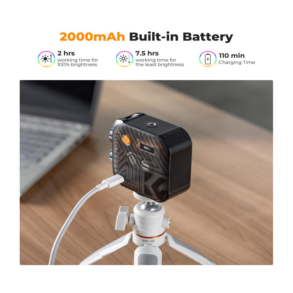 K&F Concept RGB LED Portable Video Fill Light 360° Full Color CRI 96+ with Built-In 2000mAh Rechargeable Battery & 15 Light Effects for Travel Photography Content Creation Vlogging Streaming Recording - Blue