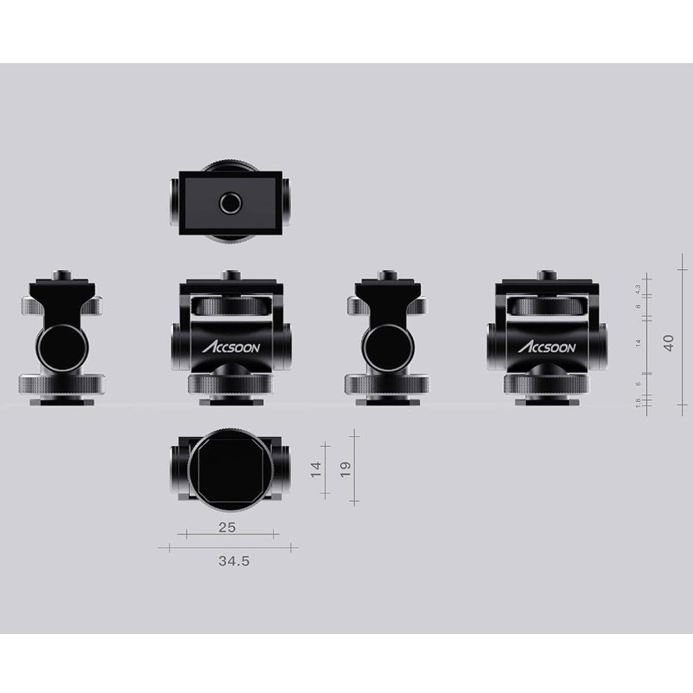 Accsoon AA-01 Aluminum 1/4" Adjustable Cold Shoe Mount Adapter for Videography & Photography Camera Accessories, Video Light, Microphone, Field Display Monitor, Phone Holder