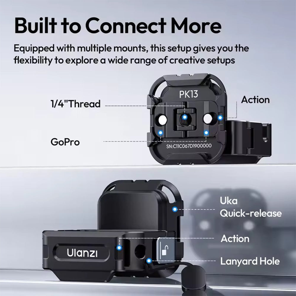 Ulanzi PK13 Uka Quick Release Expansion Adapter for DJI Osmo Pocket 3 Camera with Multiple Mount Options and Wrist Strap Lanyard - Ideal for Photography, Videography, Vlogging, Travel Accessory
